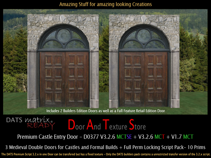 Second Life Marketplace Medieval Castle Door, Formal Castle Door